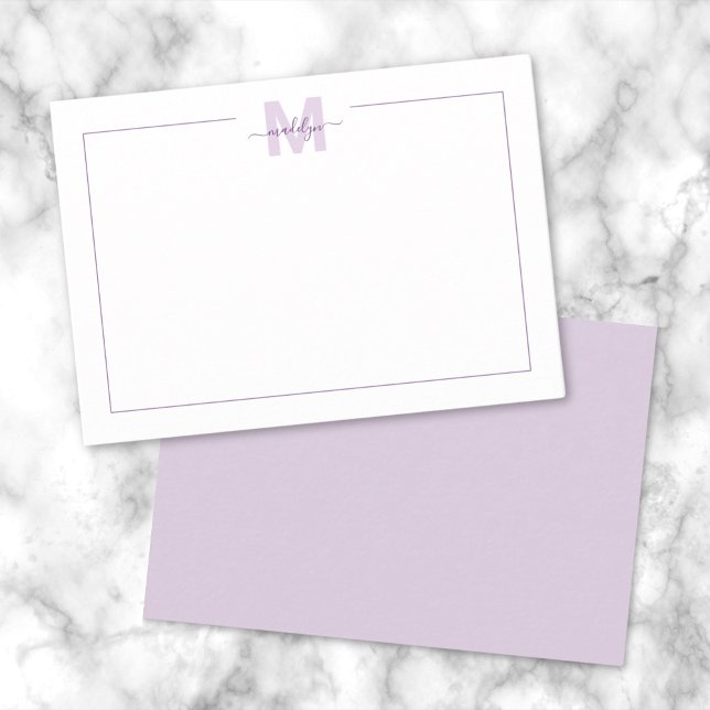 Simple Script Minimalist Purple Name Monogram Note Card (Simple Script Minimalist Purple Name Monogram Note Card)