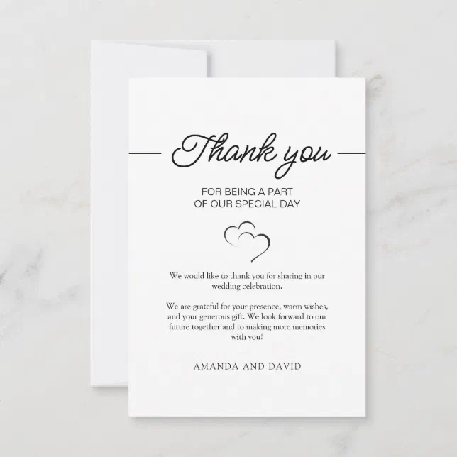Simple Script Minimalist Wedding Photo Thank You Card | Zazzle