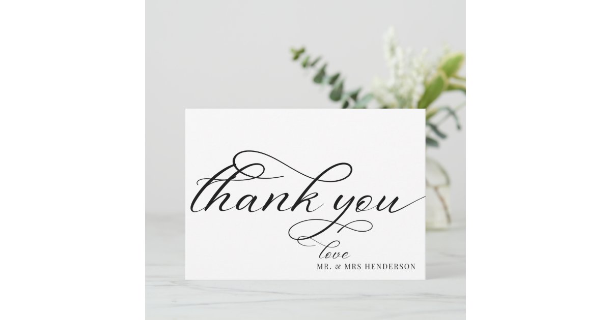 Simple Script Minimalist Wedding Thank You Cards. Card | Zazzle