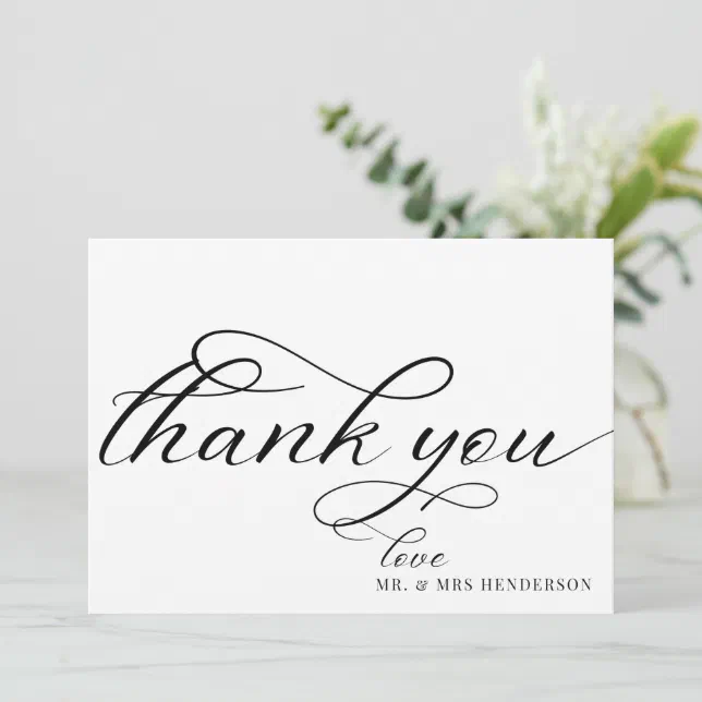 Simple Script Minimalist Wedding Thank You Cards. Card | Zazzle