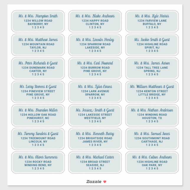 Simple Script Mint Green Guest Address Labels (Sheet)