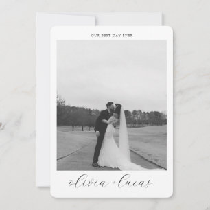 Simple Script Modern Photo Rounded Wedding  Thank You Card