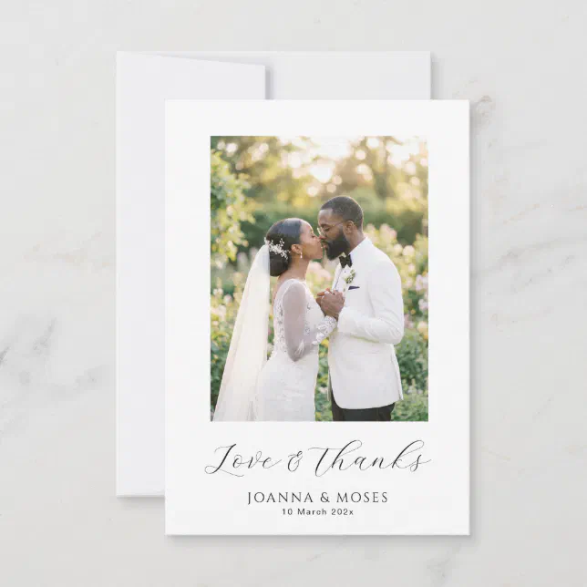 Simple Script Modern Photo Wedding Thank You Card | Zazzle