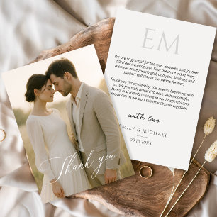Simple Script Modern Photo Wedding Thank You Card