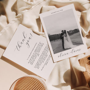 Simple Script Modern Photo Wedding Thank You Card