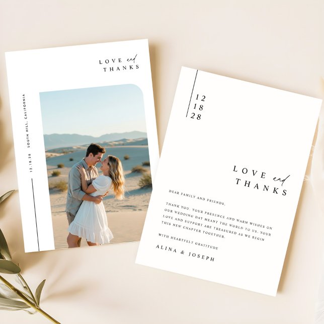 Simple Script Modern Photo Wedding Thank You Card (Creator Uploaded)