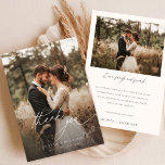 Simple Script Modern Rustic Wedding Photo Thank You Card<br><div class="desc">Show your appreciation with our Simple Script Modern Rustic Wedding Photo Thank You Card. Featuring a stunning photo of the newlyweds in a serene, rustic setting, this card captures the intimate and heartfelt moments of your special day. The elegant hand-lettered script and minimalist design add a touch of modern sophistication,...</div>