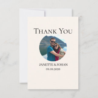 Simple Script Modern Wedding Photo Thank You Card
