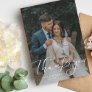 Simple Script Modern Wedding Photo Thank You Card