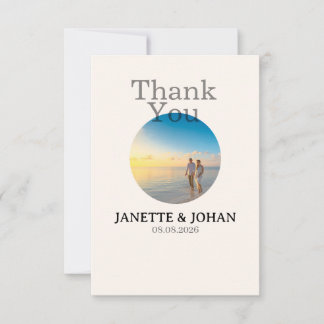 Simple Script Modern Wedding Photo Thank You Card