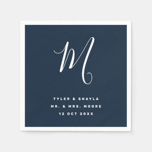 Simple Script Monogram Editable Color Wedding Napkins