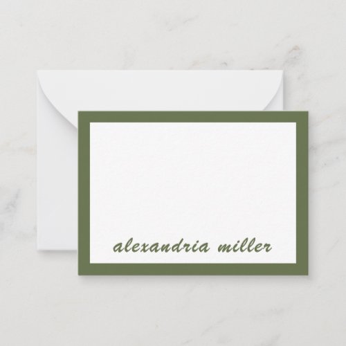 Simple Script Monogram Name Olive Note Card