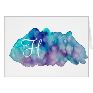 Simple Script Monogram Note Cards-  Blue Waters Cards