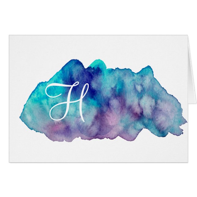 Simple Script Monogram Note Cards-  Blue Waters Cards (Front Horizontal)