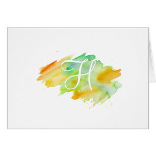 Simple Script Monogram Note Cards- Springs Colors Cards