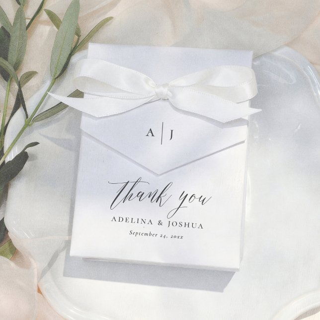 Simple Script Monogram Thank You Wedding Favor Boxes (Creator Uploaded)