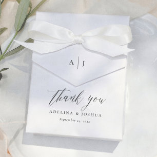 Simple Script Monogram Thank You Wedding Favor Boxes