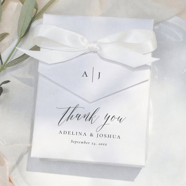 Simple Script Monogram Thank You Wedding Favor Boxes (Creator Uploaded)
