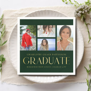 Simple Script Multi Photo Grad Graduation Party Napkins