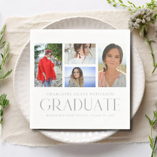 Simple Script Multi Photo Grad Graduation Party Napkins