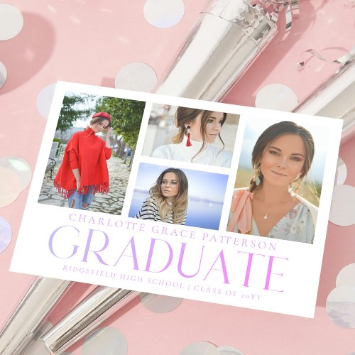 Simple Script Multi Photo Graduation Announcement