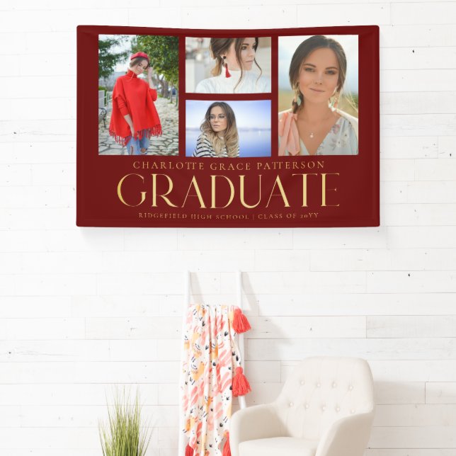 Simple Script Multi Photo Graduation Announcement  Banner (Insitu)