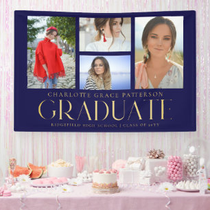 Simple Script Multi Photo Graduation Announcement Banner