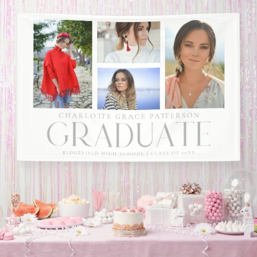 Simple Script Multi Photo Graduation Announcement  Banner