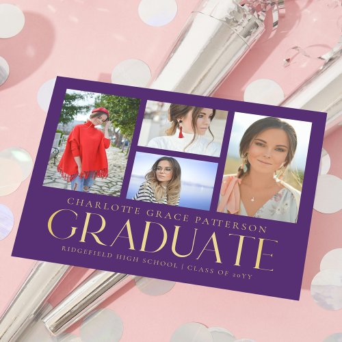 Simple Script Multi Photo Graduation Announcement Postcard