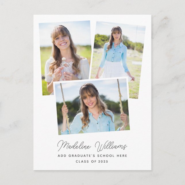 Simple Script Multi Photo Graduation Postcard (Front)