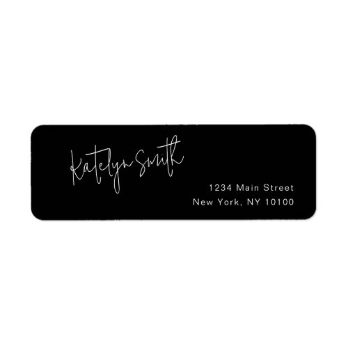 Simple Script Name Black Return Address Label