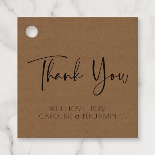 Simple Script Name Brown Kraft Paper Thank You  Favor Tags