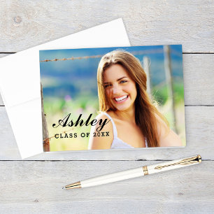 Simple Script Name Graduation Photo 2026 Thank You Card