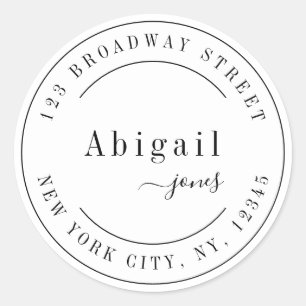 Simple Script Name Modern return address Classic Round Sticker