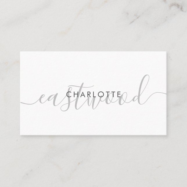 Simple Script Name Monogram Calling Card (Front)