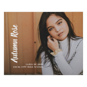 Simple Script Name Photo Modern Graduation Faux Canvas Print