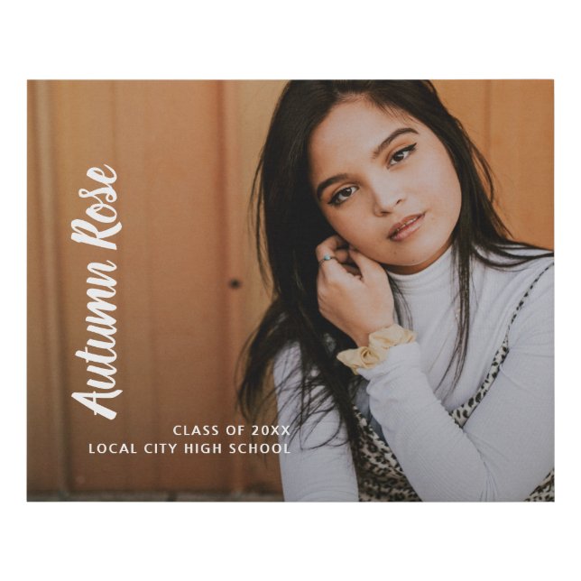 Simple Script Name Photo Modern Graduation Faux Canvas Print (Front)