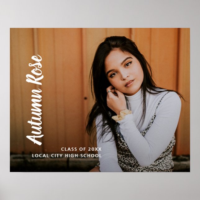 Simple Script Name Photo Modern Graduation Poster (Front)