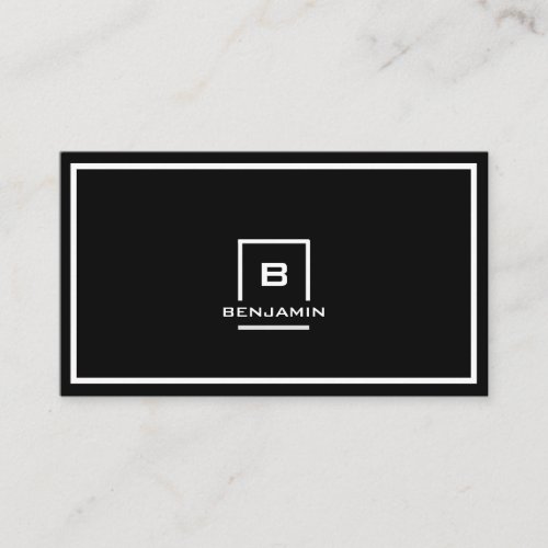 Simple Script name with Monogram  white  black  Business Card