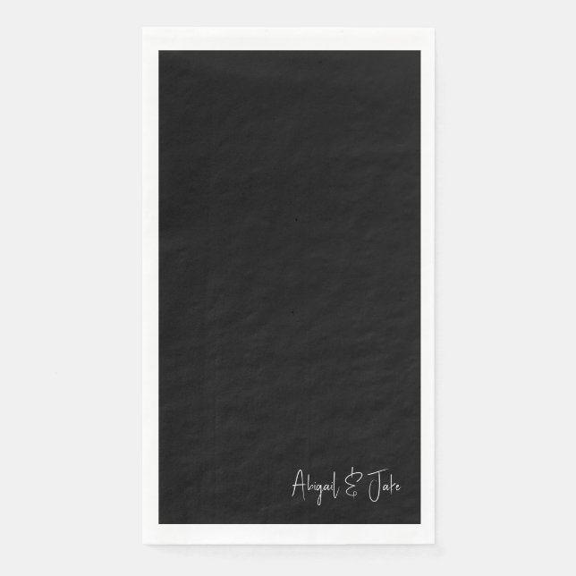 Simple Script Names Black Wedding  Paper Guest Towels (Front)