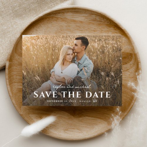 Simple Script Names Photo Wedding Save The Date