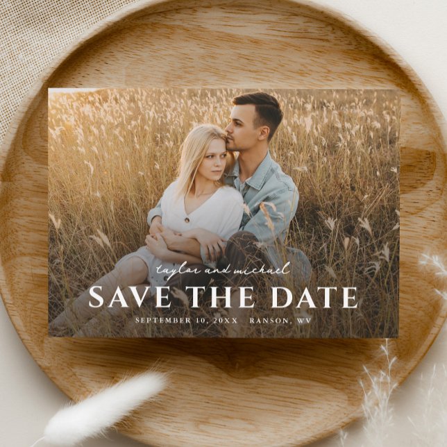 Simple Script Names Photo Wedding Save The Date Magnetic Invitation (Creator Uploaded)