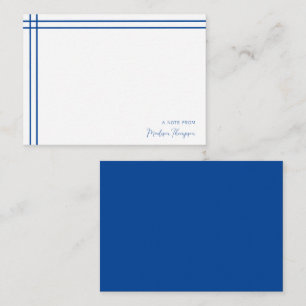 Simple Script Navy Blue 2 Side Double Border Note Card