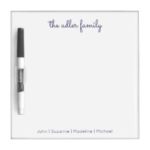 Simple Script Navy Blue Family Dry Erase Board