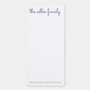 Simple Script Navy Blue Family Magnetic Notepad
