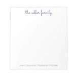 Simple Script Navy Blue Family Notepad at Zazzle