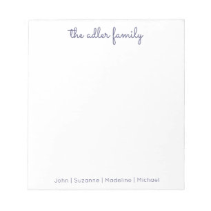 Simple Script Navy Blue Family Notepad