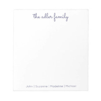 Simple Script Navy Blue Family Notepad