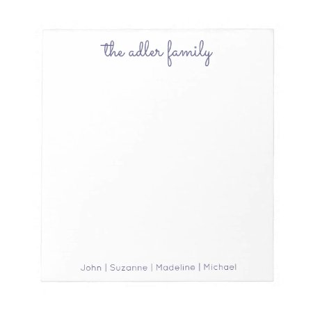 Simple Script Navy Blue Family Notepad