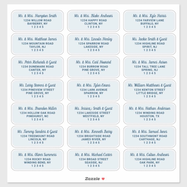 Simple Script Navy Blue Guest Address Labels (Sheet)